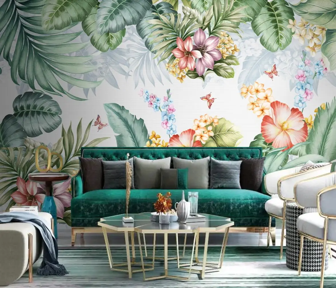 Personalizzato giraffa jungle lush tropical rainforest large mural cafe wallpaper per soggiorno carta da parati autoadesiva home decoratio