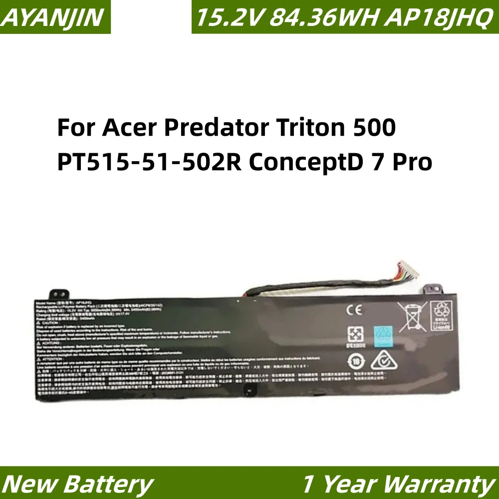 

AP18JHQ 15.2V 84.36Wh Laptop Battery For Acer Predator Triton 500 PT515-51-502R ConceptD 7 Pro Series KT.00408.001