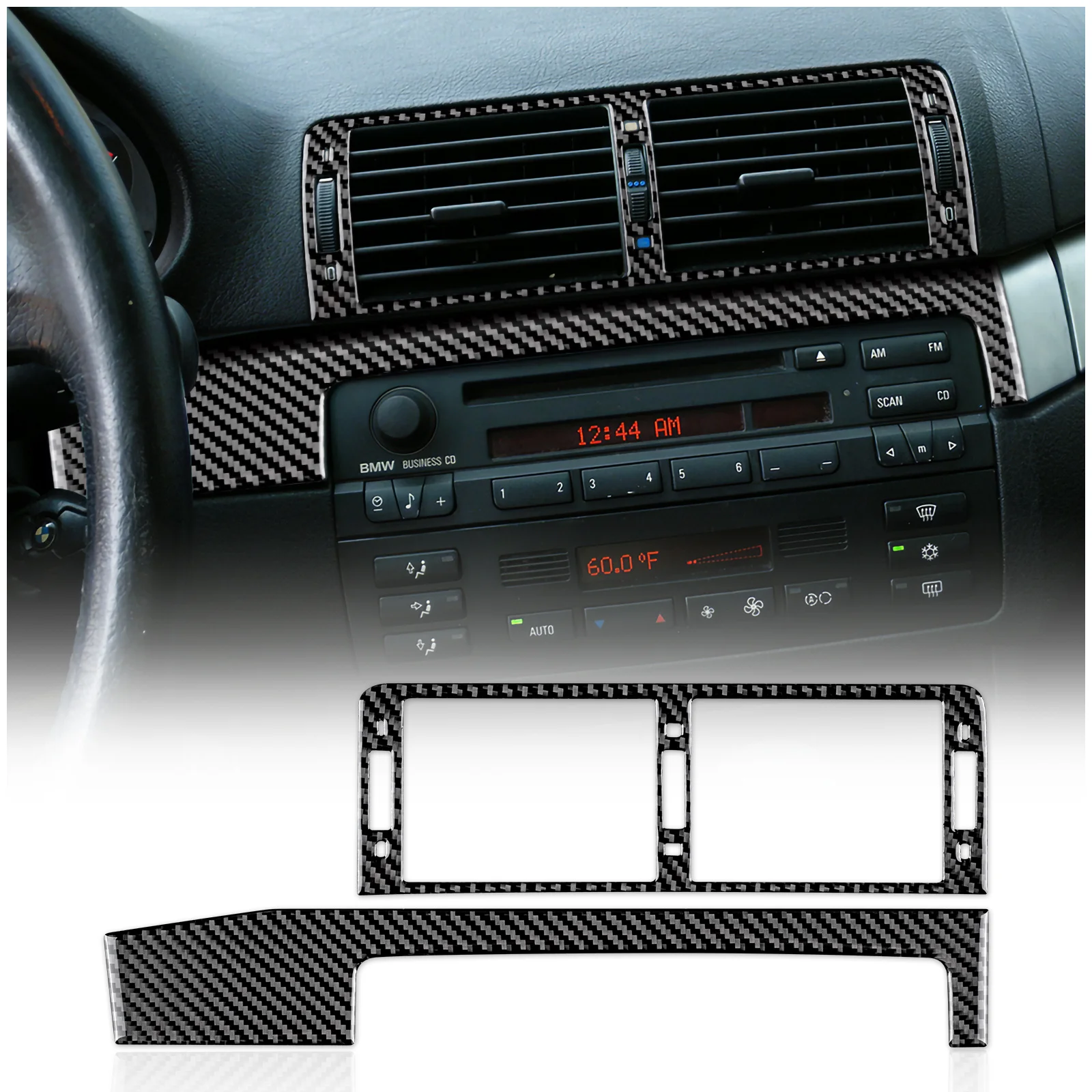 

Premium Real Carbon Fiber Interior Trim for BMW E46 1998-2006 Air Vent Frame Sporty Upgrade Anti-Scratch Car Enthusiasts