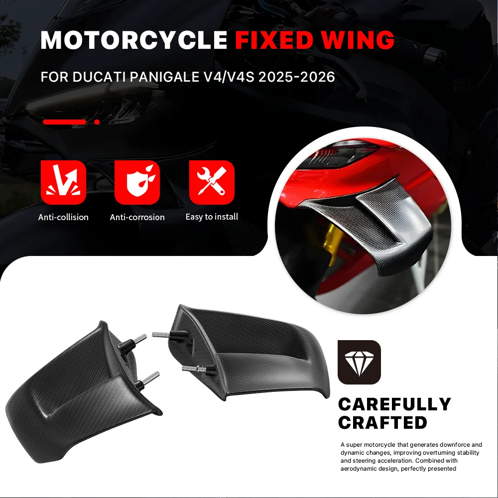 

For DUCATI PANIGALE V4 V4S V4R 2025-2026 Aerodynamic Wing Motorcycle Fixed Wing Spoiler Side Winglet Wing Aileron Fairing