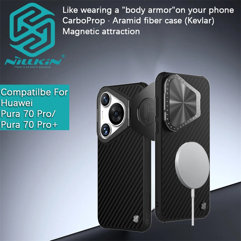 

Nillkin For Huawei Pura 70 Pro Plus/Pura 70 Pro+ CarboProp Magnetic Lens kevlar bracket sleeve with anti slip protective shell