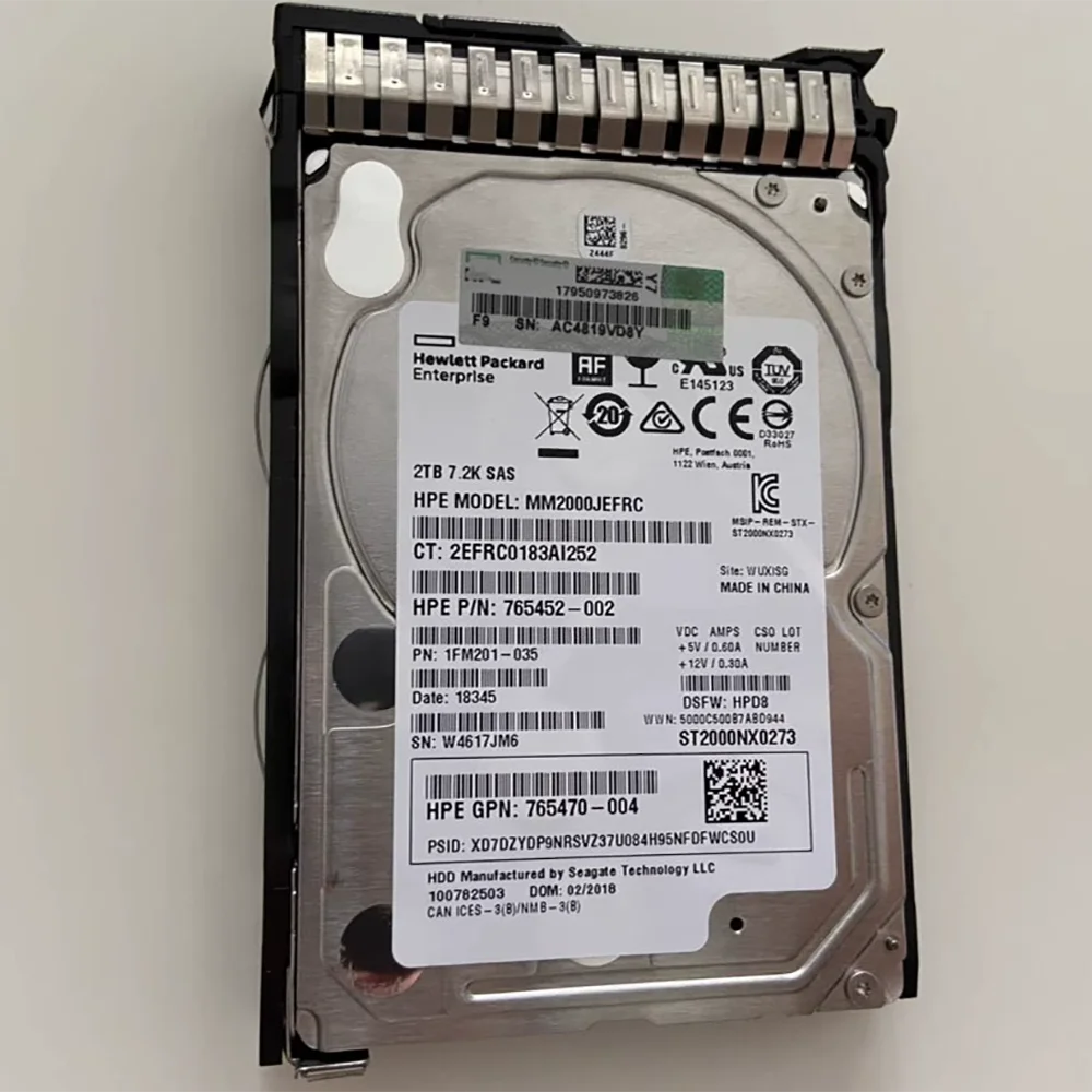 For HP 765466-B21 765873-001 2T SAS 12G 2.5 MM2000JEFRC Hard Disk