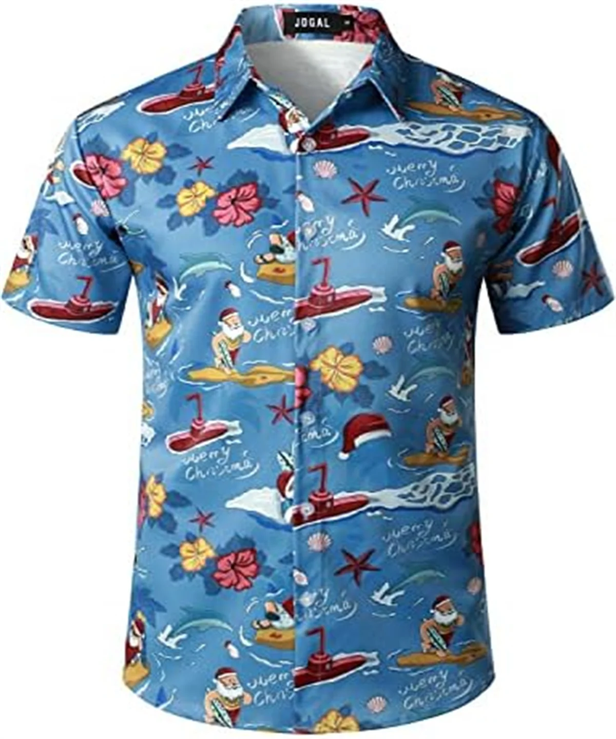 Men's Christmas Shirt Santa Party Flamingo Casual Loose Hawaiian Shirt 3D Printed Men's Cardigan Top Men's Shirt