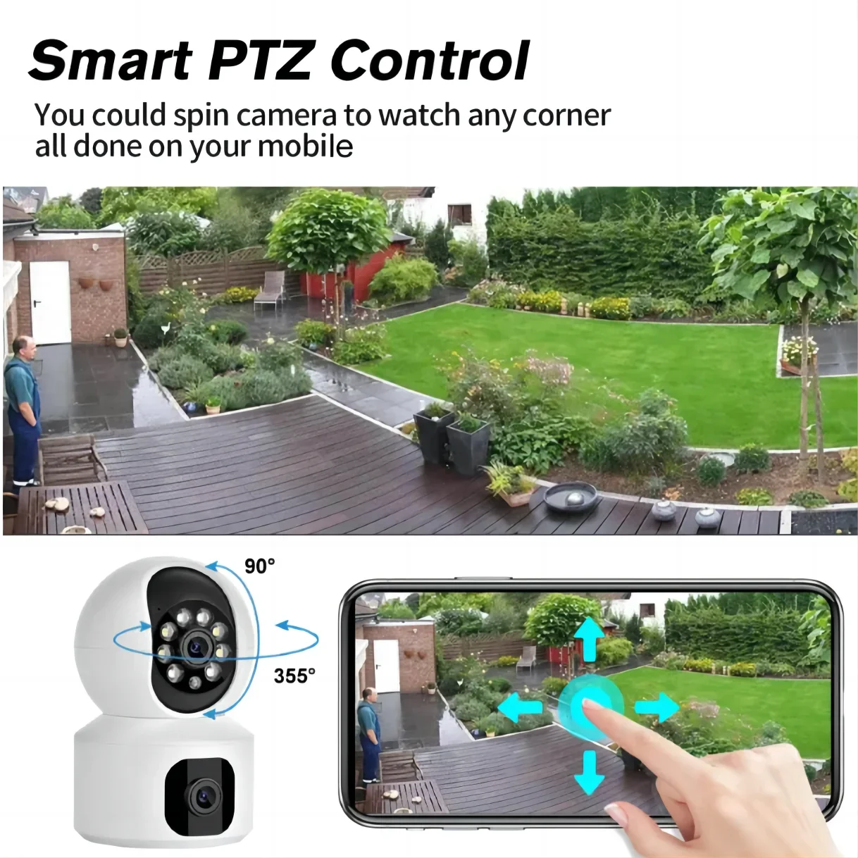 8MP WiFi Camera Dual Screen Smart Home Secuiry Cameras Baby Monitor Two-way Audio Color Night Vision 10X Zoom CCTV Surveillance