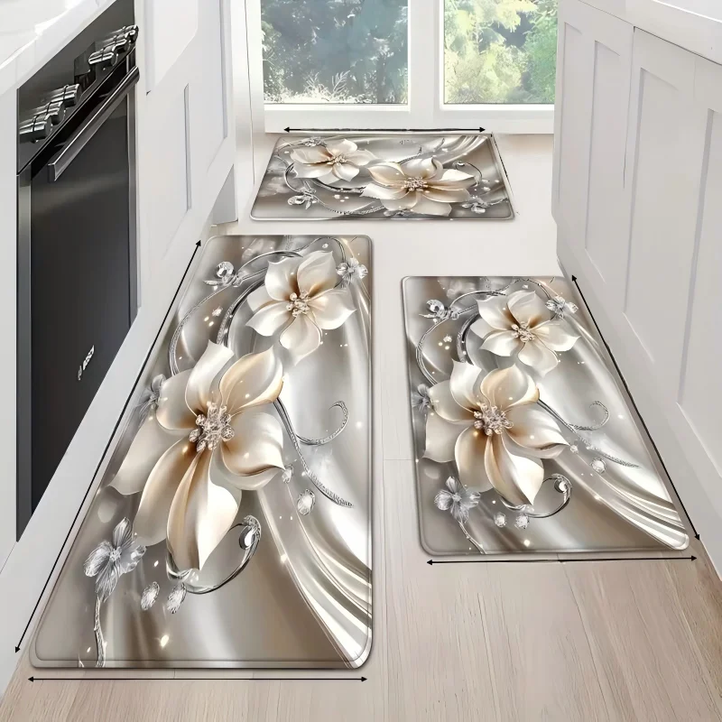 Classic Versatile Flower Non-slip Kitchen Decorative Floor Mat  Kitchen, Bathroom, Entrance, Other House Decorative Floor Mats