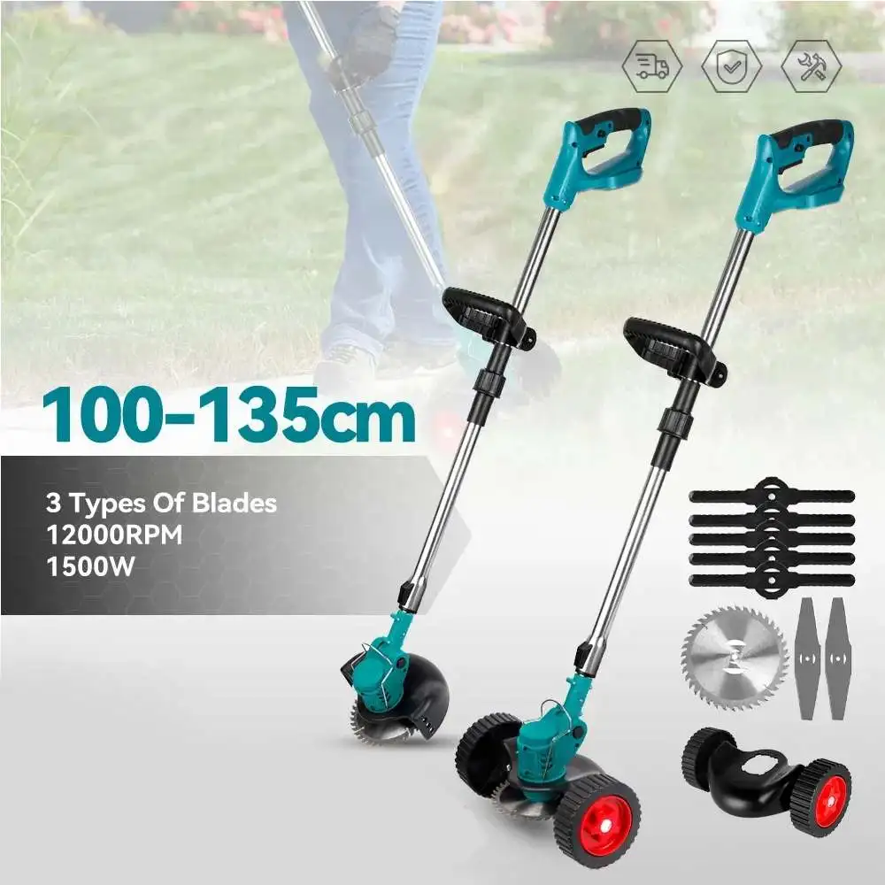 Foldable Grass Trimmer w/ Blades Handheld Grass Cutting Trimmer Pruning Tool Cordless Electric Lawn Mower for Makita 18V Battery