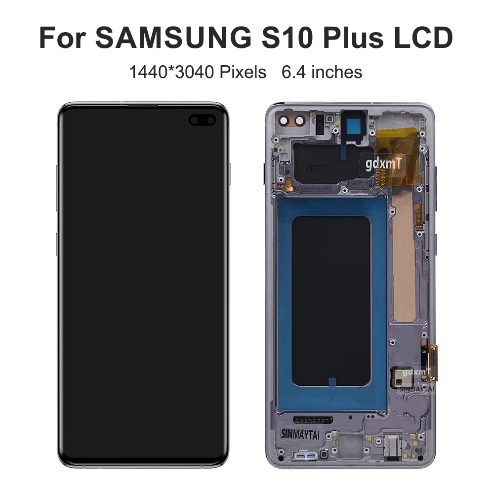 AMOLED Screen For Samsung S10 Plus G975F G975U G975W Lcd Display Digital Touch Screen Assembly S10+ with Frame Replacement