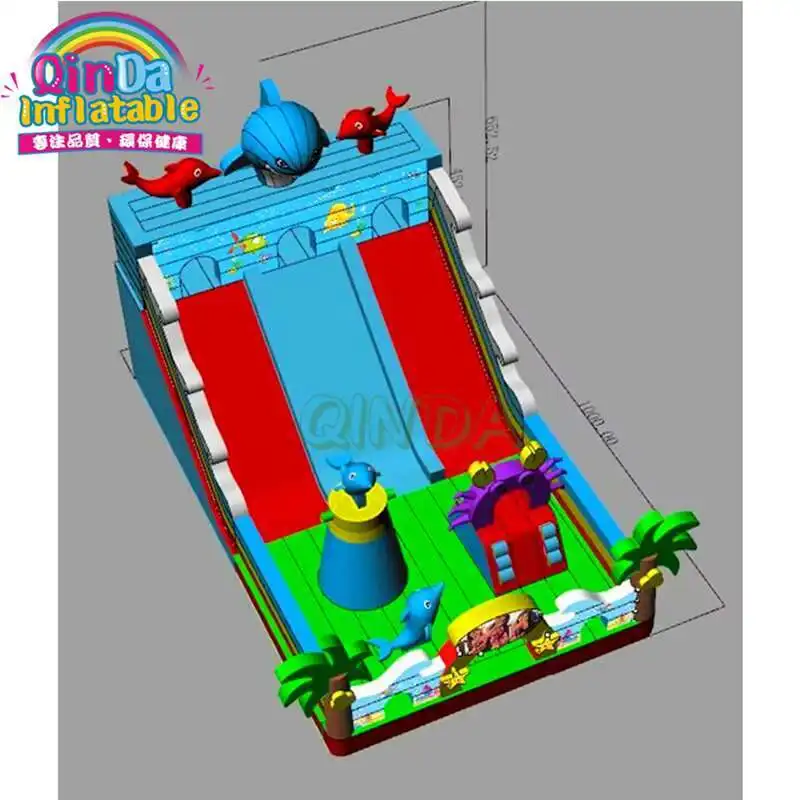 Giant Inflatable Jumping Castle With Slide ,Bouncer Inflatable Amusement Park