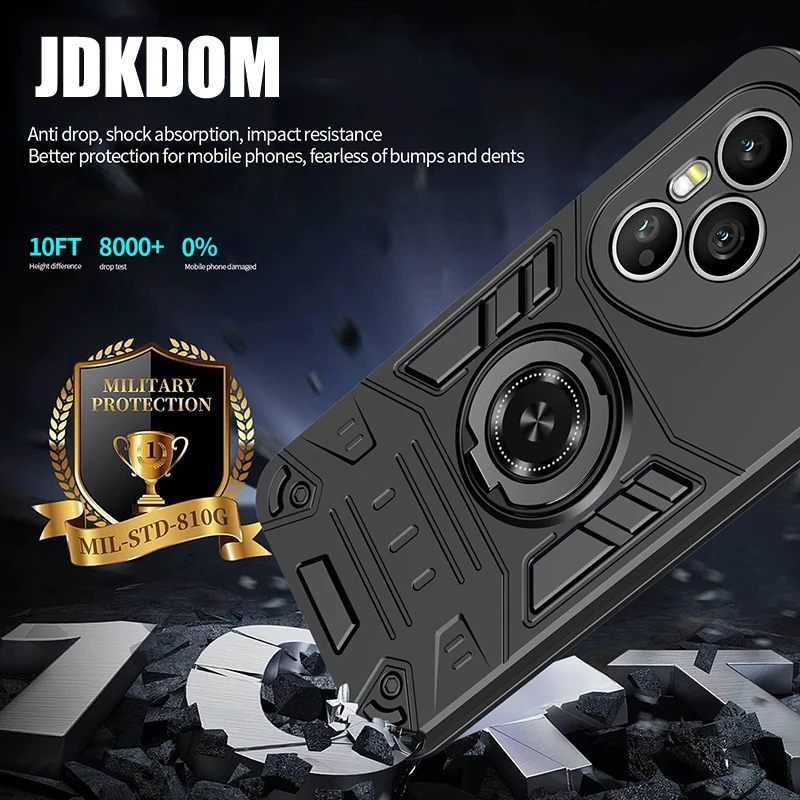 JDKDOM Shockproof Metal Ring Invisible Bracket Phone Case For Honor 400 Lite Magnetic Ring Holder Cover For Honor Magic 7 Pro - view 3