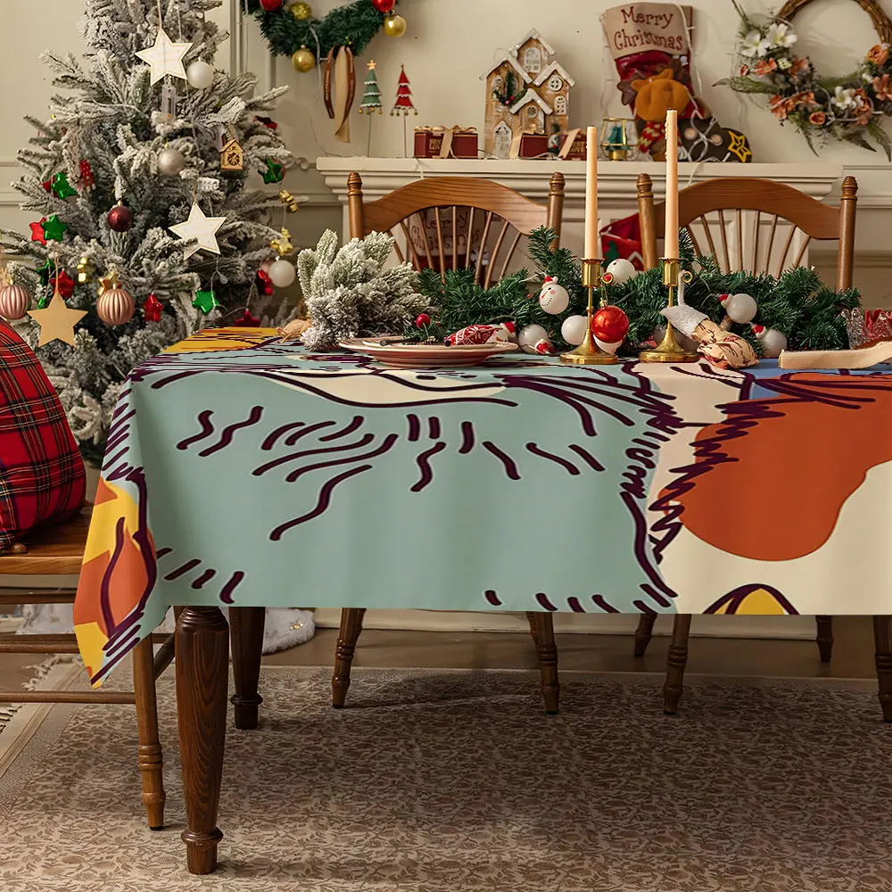 Cat and Fish Fun Waterproof table cloth, splash-proof tablecloth, for party, Halloween, Christmas, dining, camping