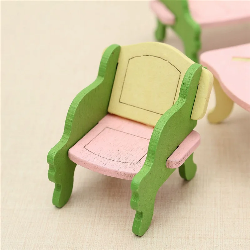 AC52-8 conjunto de casa de bonecas de madeira móveis em miniatura quebra-cabeça modelo crianças brinquedos