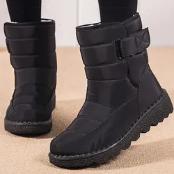 Buty damskie 2024 Buty zimowe Kobieta Wodoodporne buty śniegowe Zimowe ciepłe futro Botas Mujer Korea Style Czarne buty za kostkę dla kobiet