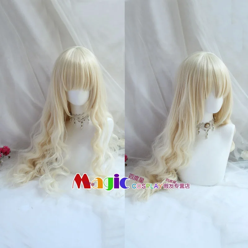 

K-ON！Kotobuki Tsumugi Cosplay Wig Lolita Milk Blond Long Curly Hair Heat Resistant Fiber Hair + Free Wig Cap Girls