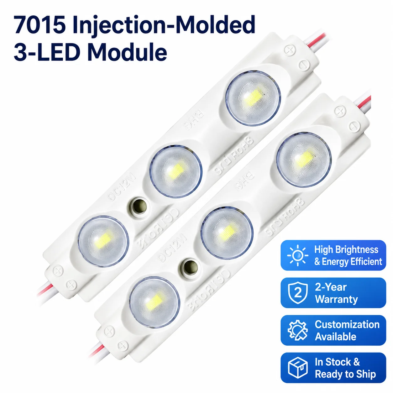 100Pcs Injection DC 12V 1.5W LED Module 2835 Clear Lens 160 Degree Advertising Light