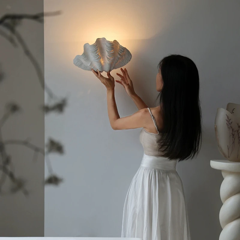 2026 New Model French Designer Wall Lamps Creative Shell Art Wall Mounted Decoration Parlour Hallway Study Atmosphere Background