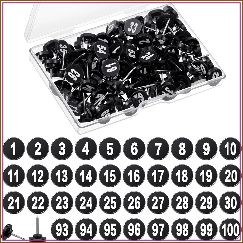 100 Pcs Numbered Push Pins 1-100 Sequential Thumb Tacks for Maps, Presentations, Posters