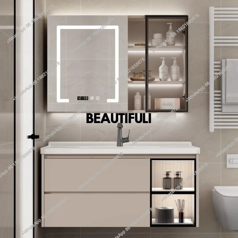 

Hot sales Funky Modern Bathroom Cabinet Nordic Waterproof Shelf Drawers Bathroom Vanity Toilet Mirror Skincare Schrank Salon Fur