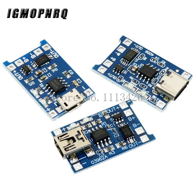 5pcs Micro USB 5V 1A 18650 TP4056 Lithium Battery Charger Module Charging Board With Protection Dual Functions 1A Li-ion