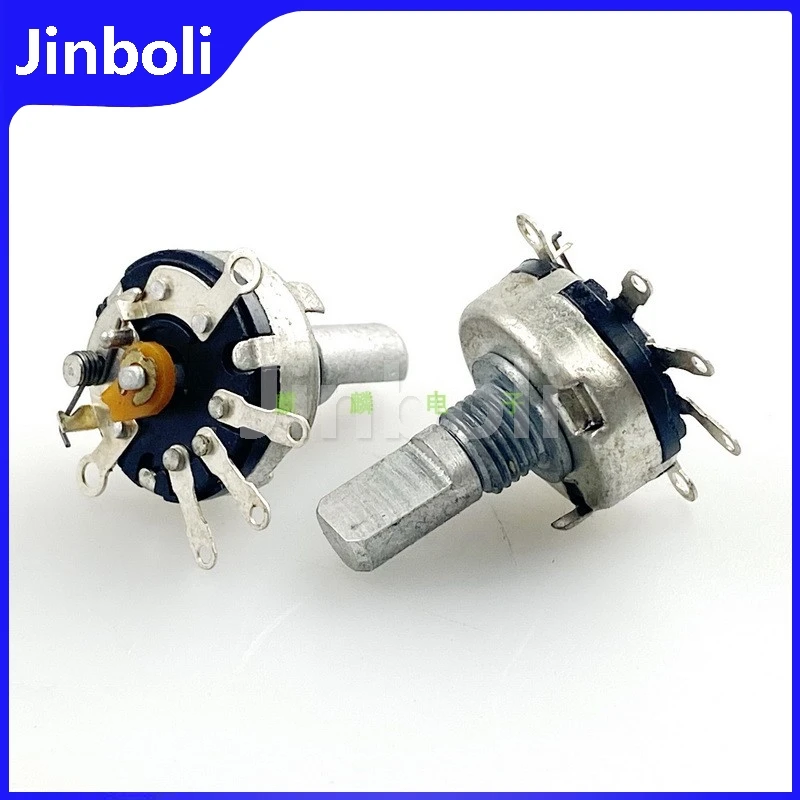 5PCS RV17 Type Single With Switch L10K (B10K) 5Pins Half Shaft Length 15MM Dimming Speed Adjustment Rotary Potentiometer