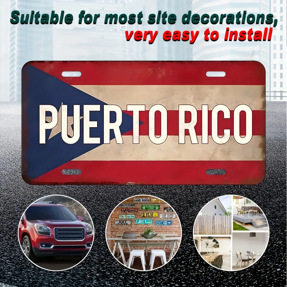 علامة ديكور فنية جدارية عتيقة من الألومنيوم بورتوريكو، لوحة معدنية مقاومة للطقس، غرفة، بار، مقهى، ديكور المرآب #2