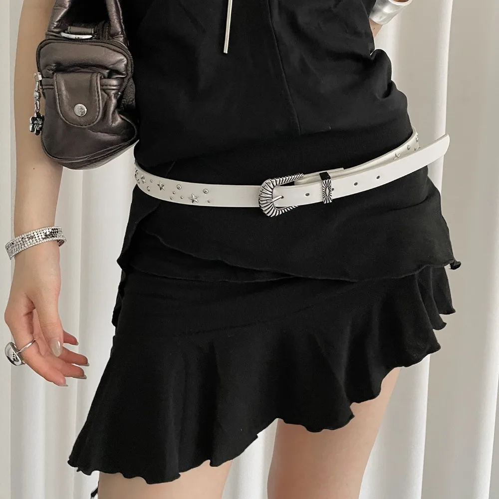 

Jeans Decor Star Rivet Waist Belt Punk Style Skirt Accessories Y2K Wide Belt Trouser Decoration American Style
