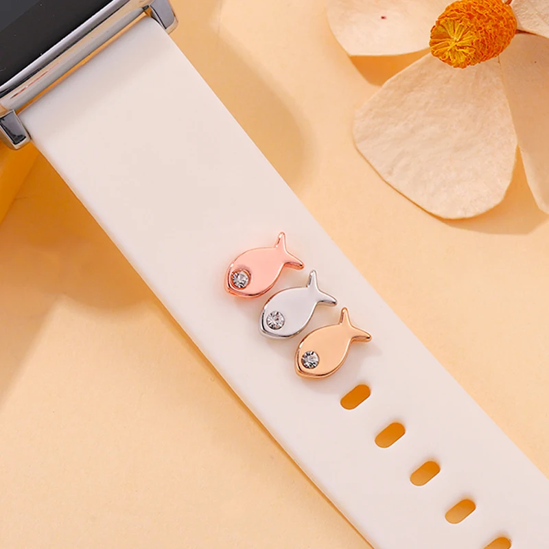 Cute Fish Charms for Watchband Decorative Cartoon Animal Nails Charms Jewelry Accessories for Silicone Strap Charm for Bracelet