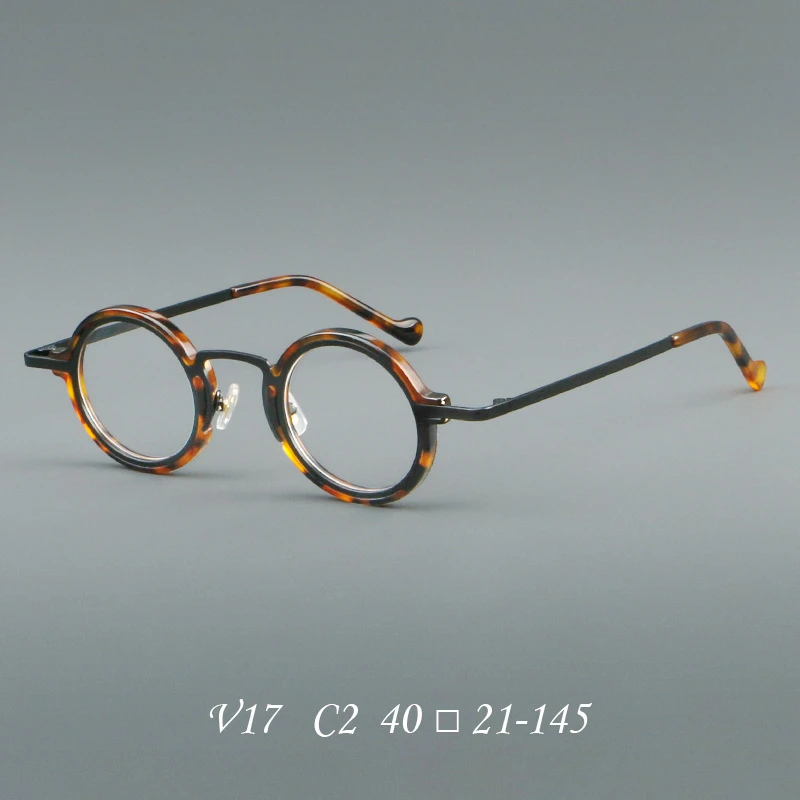 HONKAN Ultraleichter Acetat-Rahmen Metall-Brillengestell Retro Runde Lesebrille für Herren und Damen Hochwertiger Optischer Brillenrahmen – Detail 7
