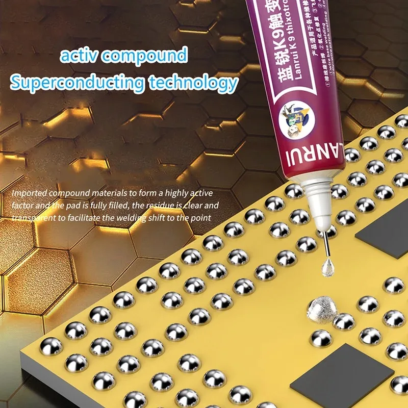 LANRUI K9 معجون ديسولديرينغ ثيكسوتروبي لإصلاح الهاتف المحمول/إزالة لحام حامل الكابل #3