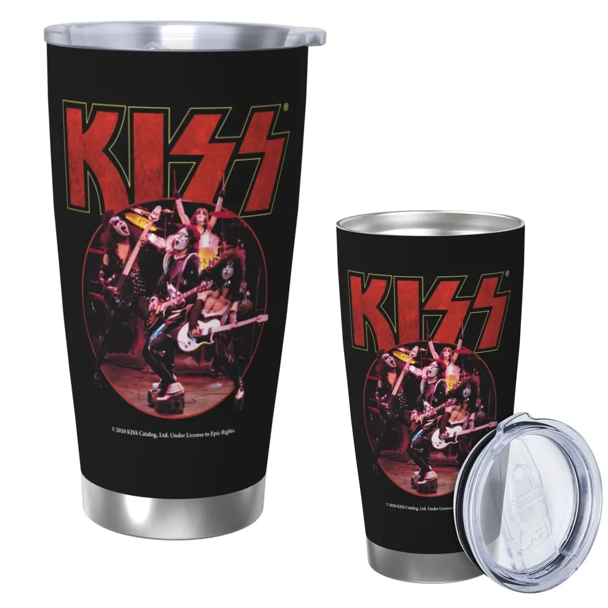 

Kiss Band Stainless Steel Tumbler Vacuum Insulated Mugs Thermal Cold Cup Straw With Lid 20oz