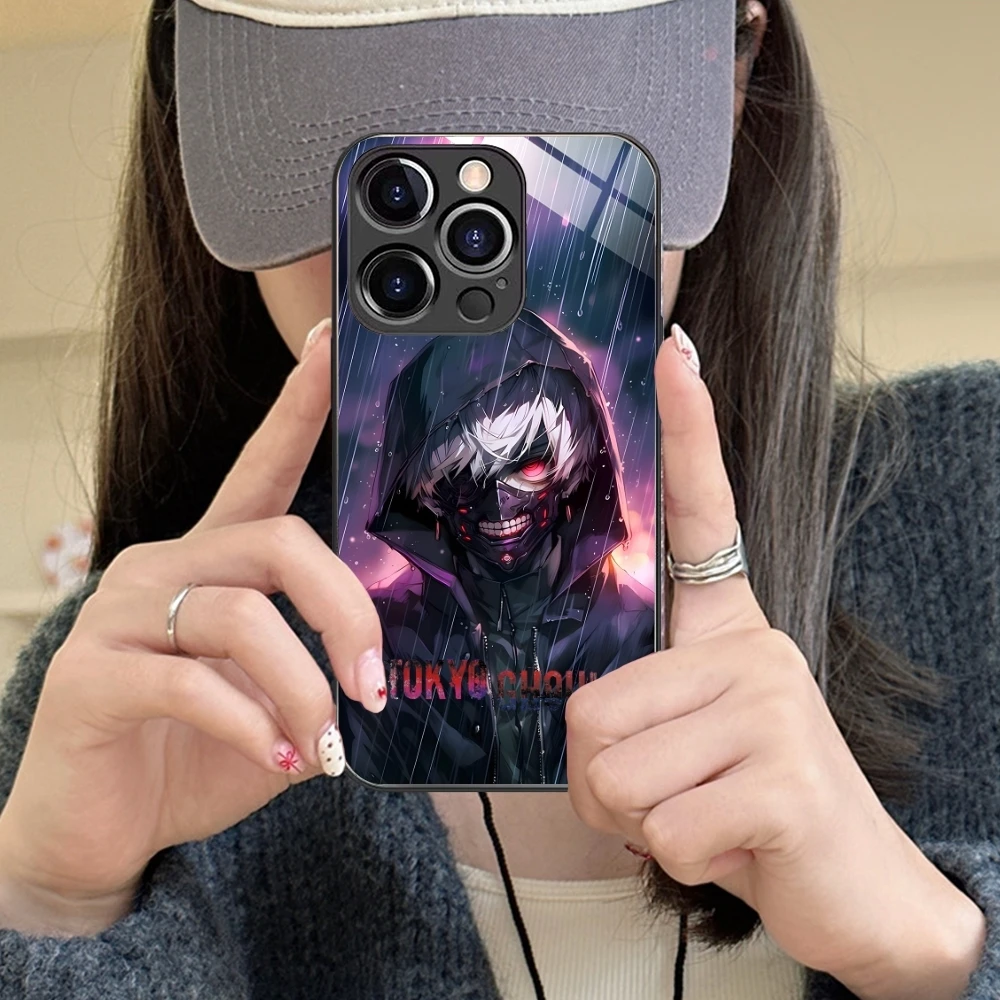 Tokyo Ghoul Kaneki Mobile Phone Case for iPhone 15 14 13 12 11 X XR XS 8 Pro Max Plus Mini PC Glass Phone Cover Shell