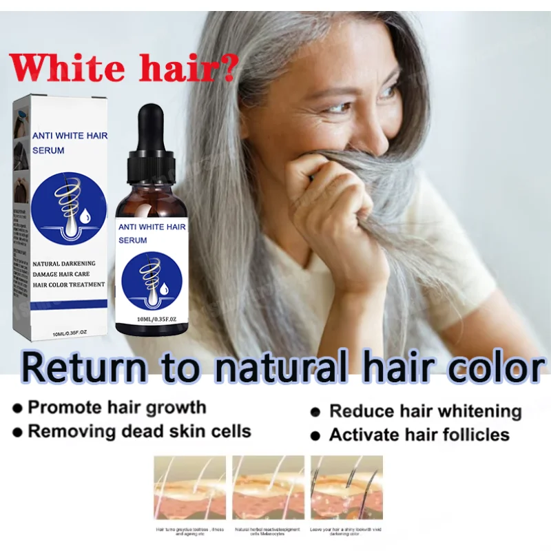 Anti Gray Hair Essence Blackening Serum Treatment White To Black Hair Repair Care Nourish Scalp Anti Hair Loss