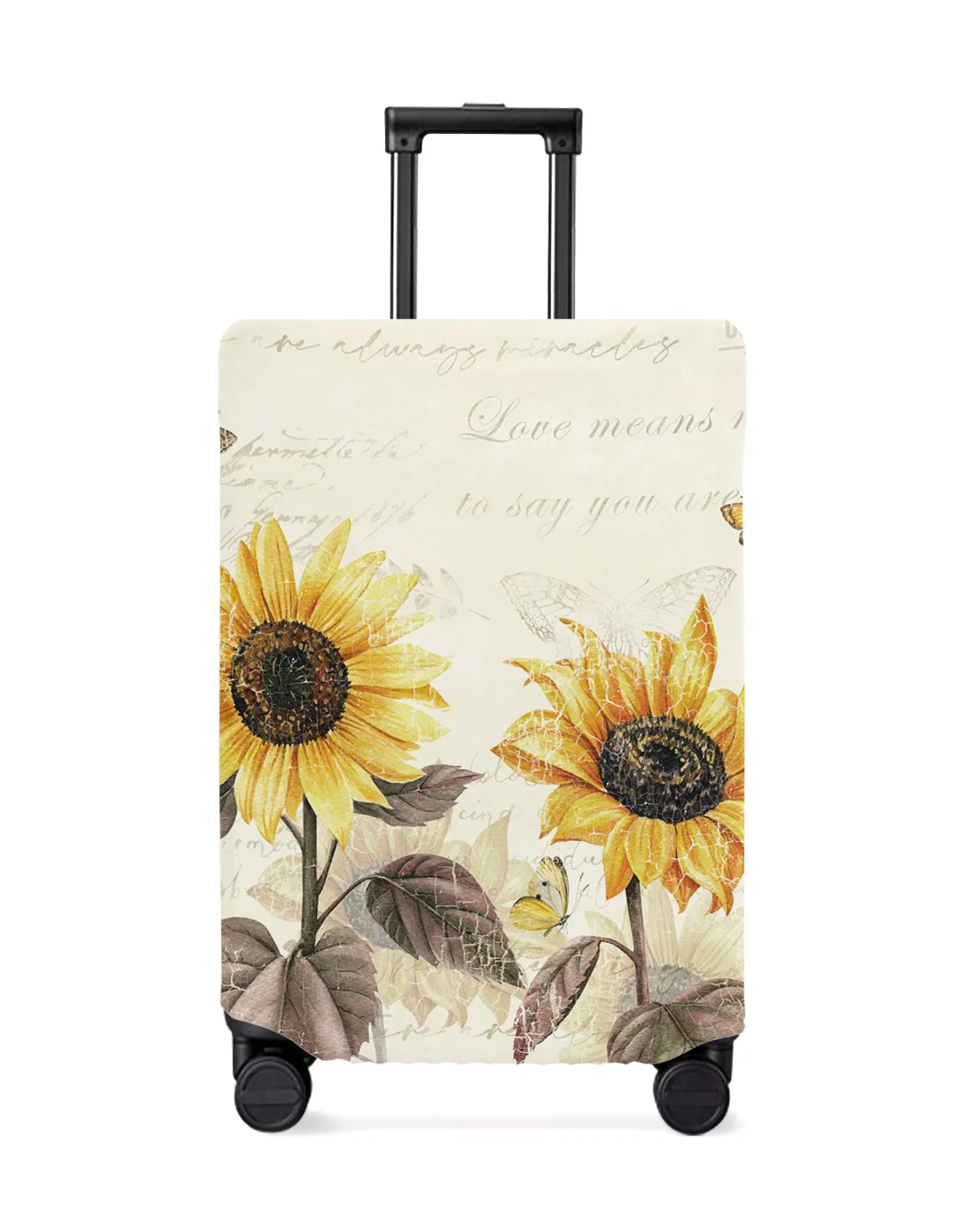 

Vintage Flowers Butterflies Yellow Sunflower Luggage Cover Stretch Baggage Dust Cover for 18-32 Inch Travel Suitcase Case