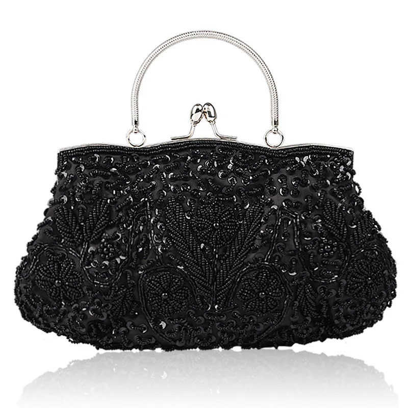 Vrouwen Clutch Bags Dames Kralen Avondtassen Wedding Party Bridal Geborduurde Handtas Vrouwen Solid Retro Kleine Bakken Mini Portefeuilles