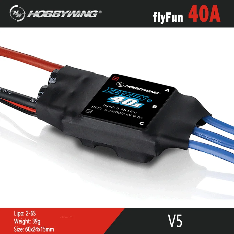 

HOT SALES Hobbywing FlyFun V5 40A Speed Controller Brushless ESC 2-6S Lipo with DEO Function