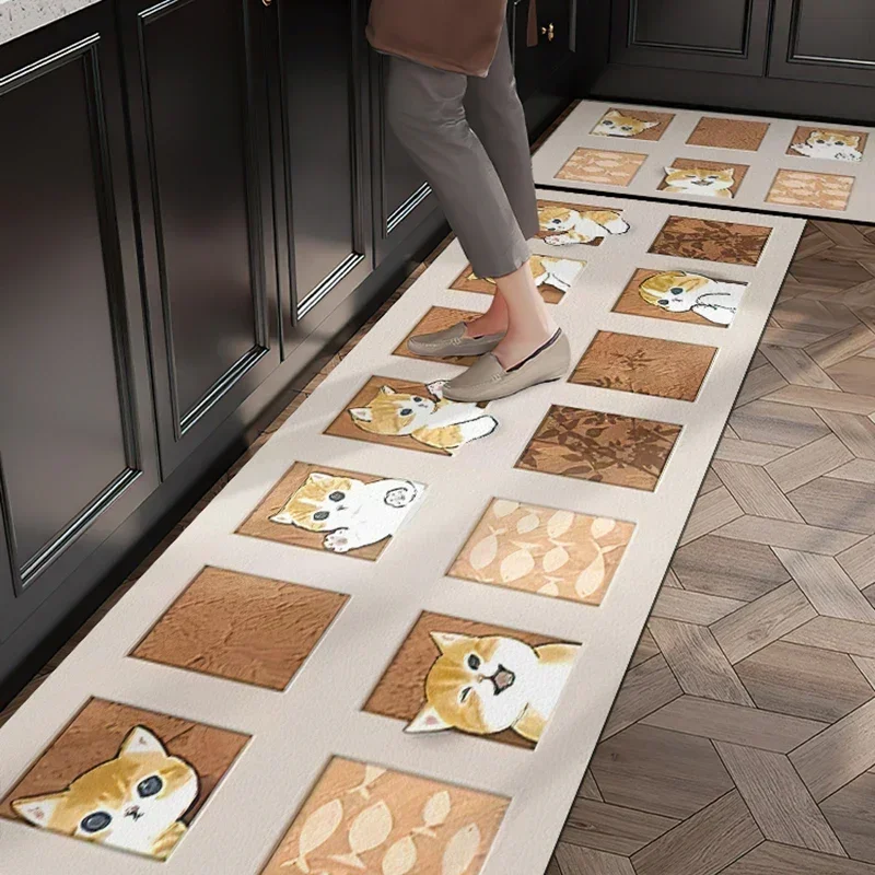 Kitchen Floor Mat Pvc Waterproof Carpet Oil-proof Leather Mats Home Decoration Cartoon Rug 주방바닥매트 Alfombra Vinilo Cocina