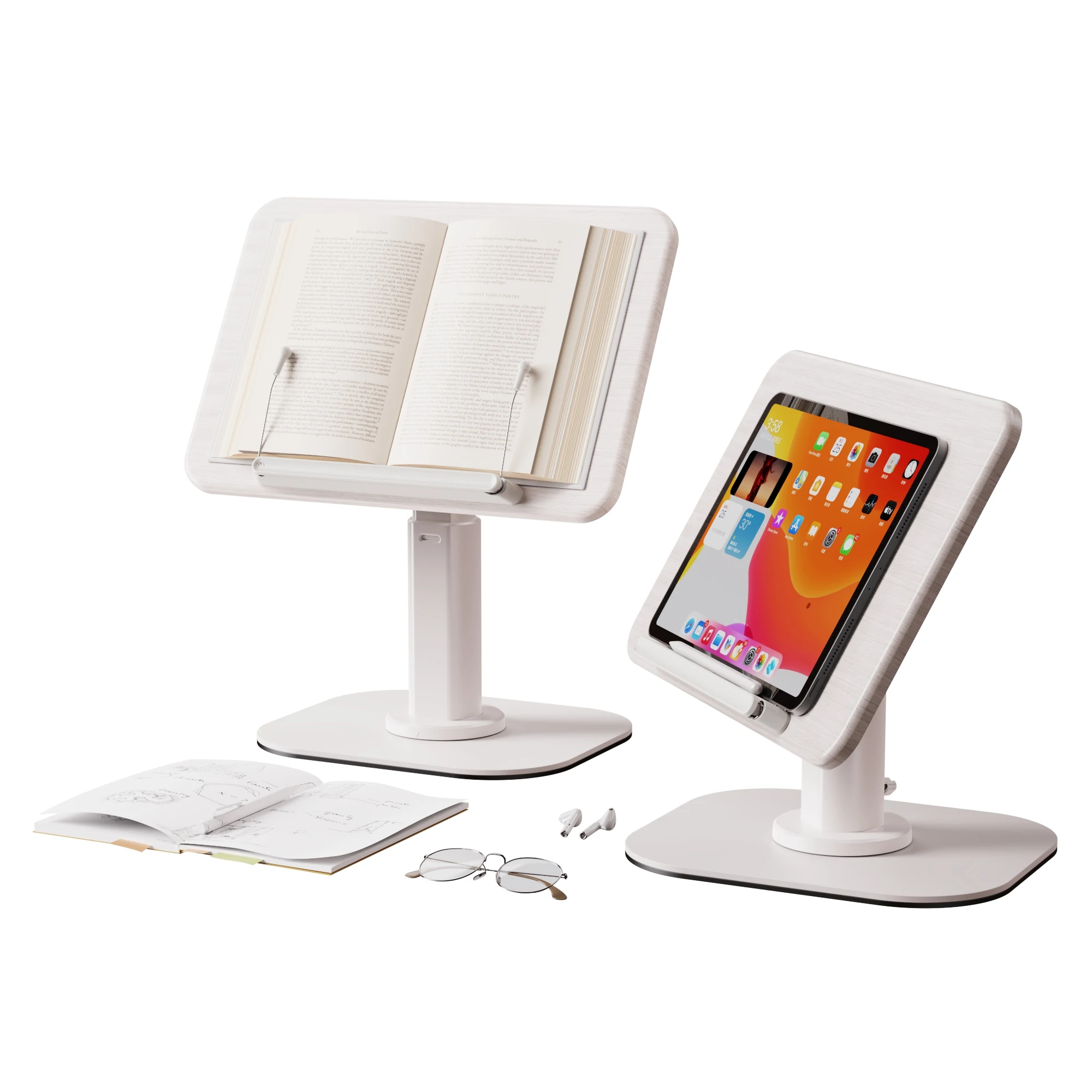 Book Holder 360° Rotating Reading Stand with Adjustable Height Suitable for Books and Tablets Book Reading Stand