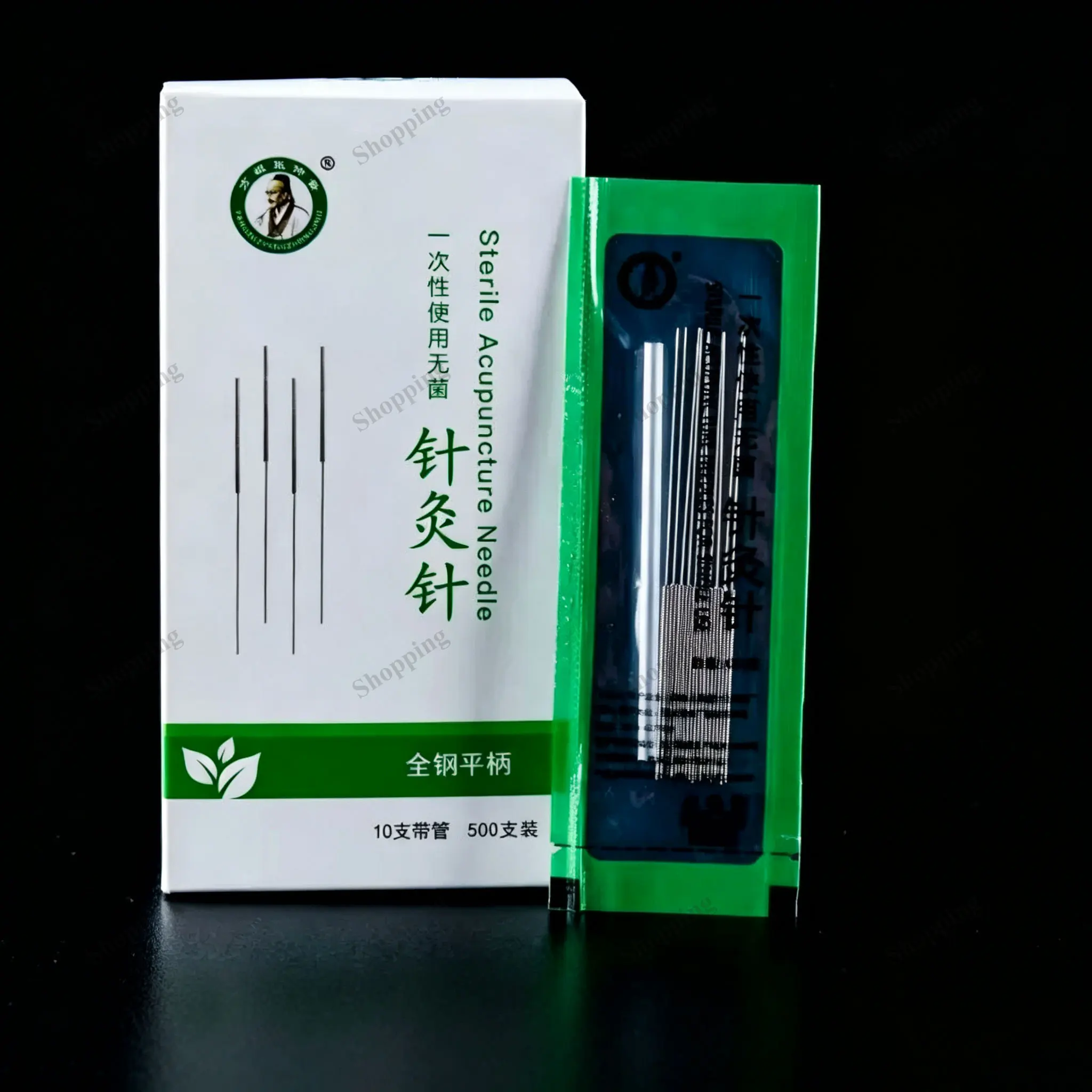 500Pcs Disposable Acupuncture Needles with Tube All‑Steel Flat Handle Sterile Beauty Massage Needle for Clinic & Home Use