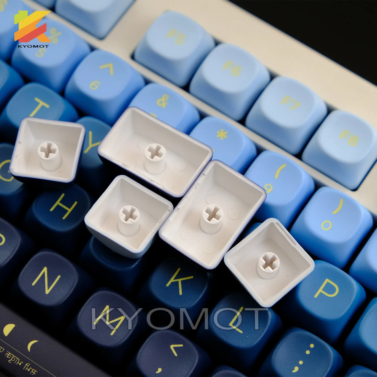 KYOMOT 125 Keys Moonrise Keycap XOA Profile PBT Dye Sub Golden Moon Orbit Keycaps For MX Switches DIY Mechanical Keyboard Gifts