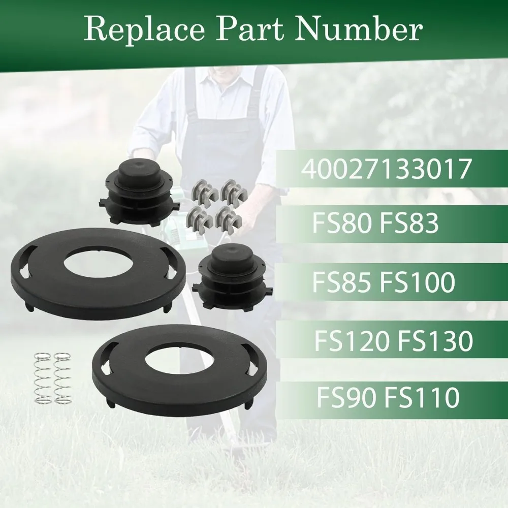 مجموعة بكرة وغطاء لرأس التشذيب المتوافقة مع Stihl للموديلات 25-2، FS80، FS83، FS85، FS100، FS120، FS130، FS90