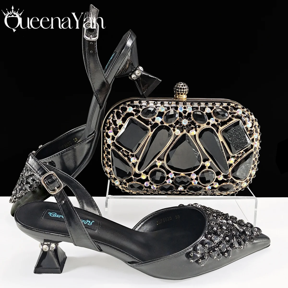 queena-yan-new-arrive-black-women's-shoes-and-matching-bag-fashionable-diamond-heel-shoes-decorated-with-rhinestone-for-women