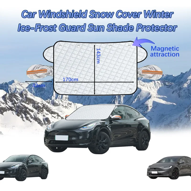 Car Windshield Snow Cover Winter Ice-Frost Guard Sun Shade Protector For Tesla Model X Model Y Model S Car Accessories