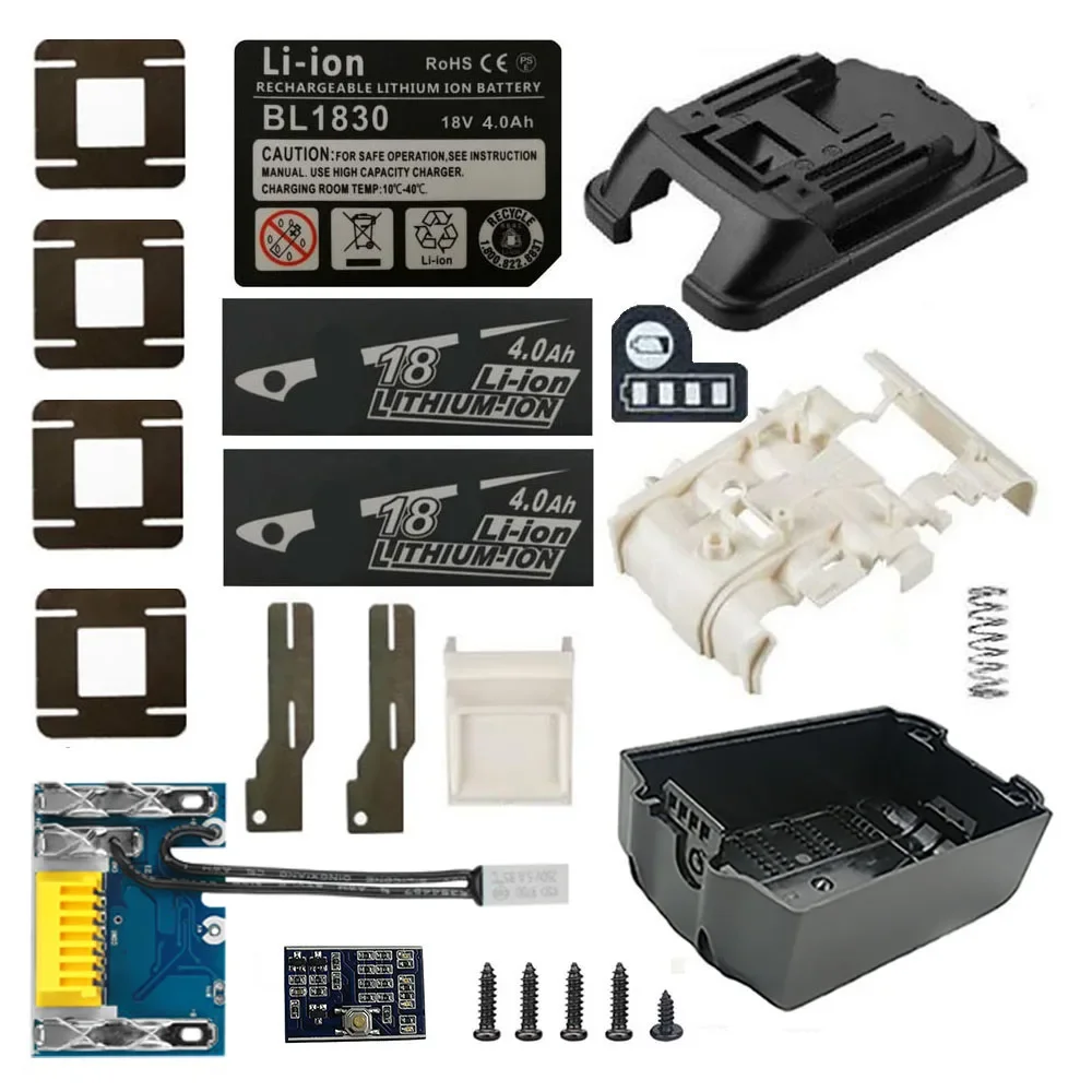 Imagem -03 - Caixa de Bateria de Íon-lítio Placa de Circuito de Proteção de Carregamento Pcb para Makita 18v Bl1830 3ah 4ah 5ah 6ah Etiqueta Led Indicador de Bateria