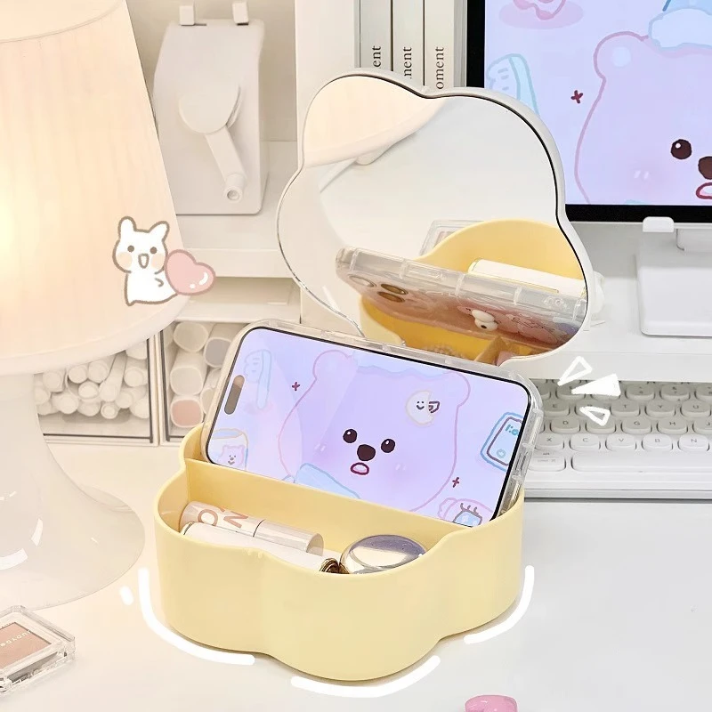 

Organizer Foldable Mirror Irregular Ornament Standing Design Mirror Kawaii Macrame Espejos Decorativos House Accessories