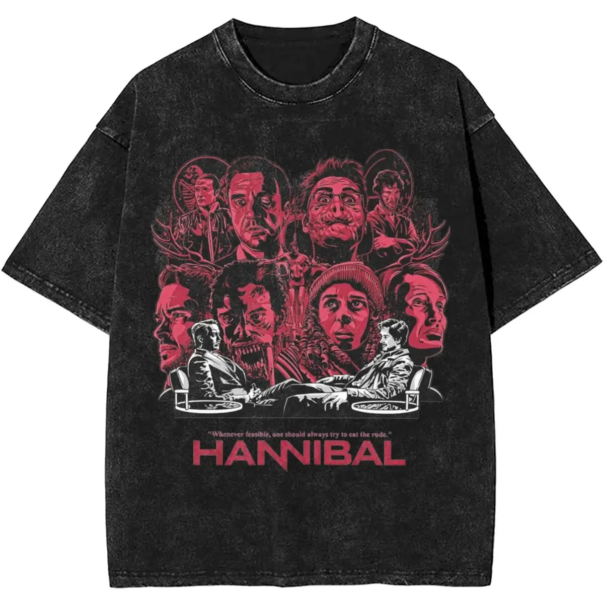 Fashion Hannibal Eat The Rude Mads Mikkelsen T Shirts Accessories Tee Shirt Men Women 100% Cotton T-shirts