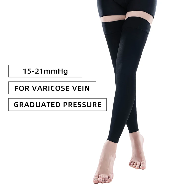 Legbeauty Medical Compression Stocking for Men Women 15-21mmHg Footless Graduated Support Sock Thigh High Varicose Vein Leg Sock