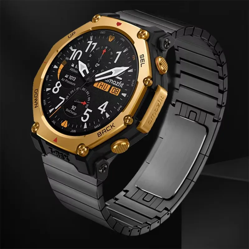 Luxury 22mm Metal Band For Amazfit T-Rex 3 Pro 48mm Link Stainless Steel Strap For Amazfit Bip 6 5/Cheetah Round/Pro/Balance 2