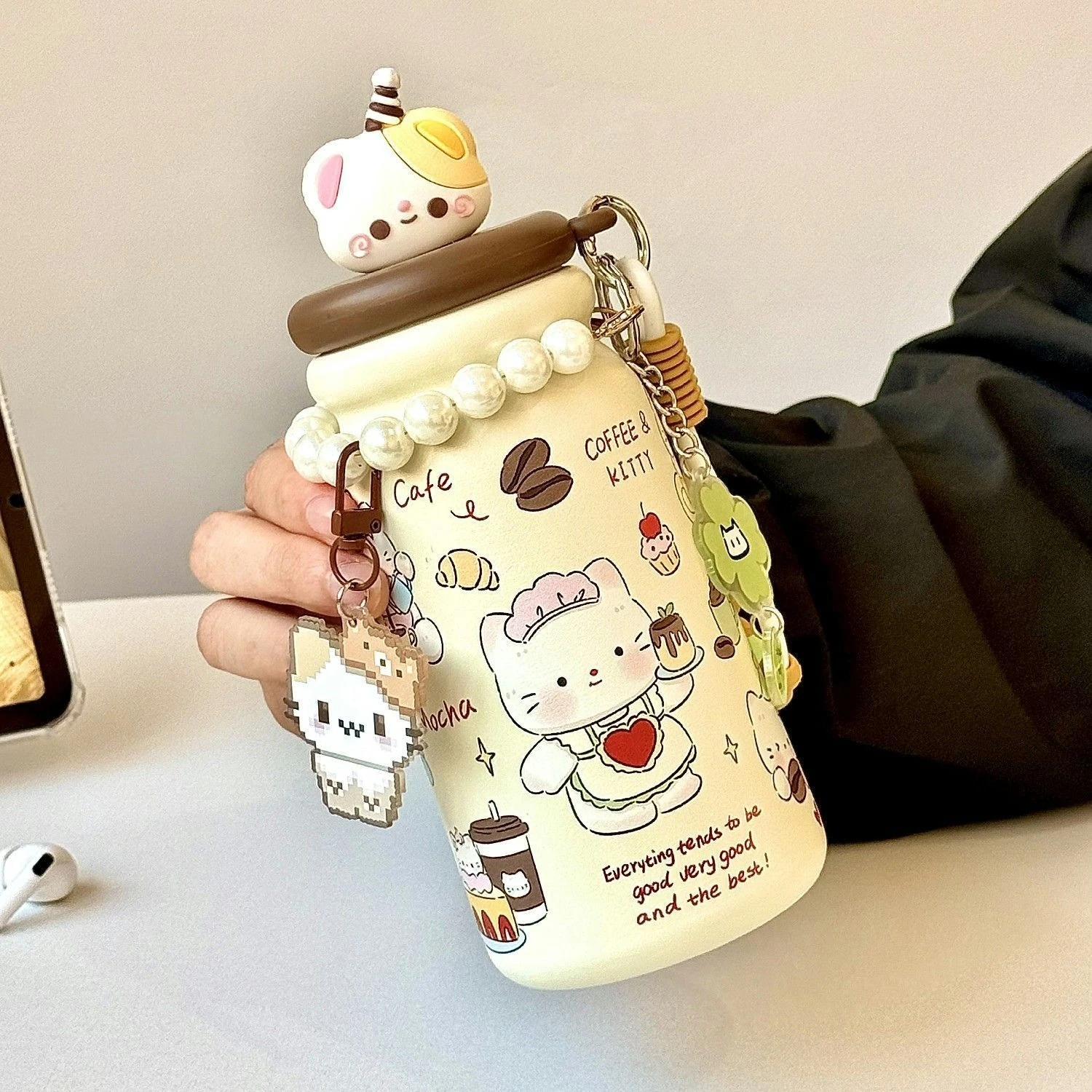 

New High-value Insulated Cup, 316 Stainless Steel Cute Straw Cup, Niche Portable Coffee Cups, Holiday Gift Vacuum Water Bottle