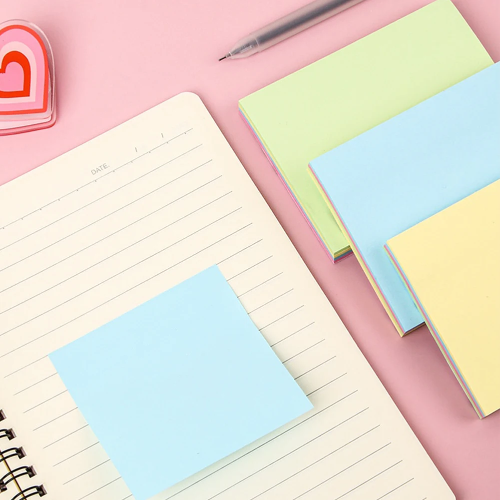 Quadratische selbstklebende Notizblöcke Super Sticking Power Memo Pads 3x3 Zoll bunte selbstklebende Pads für das Büro und das Studium