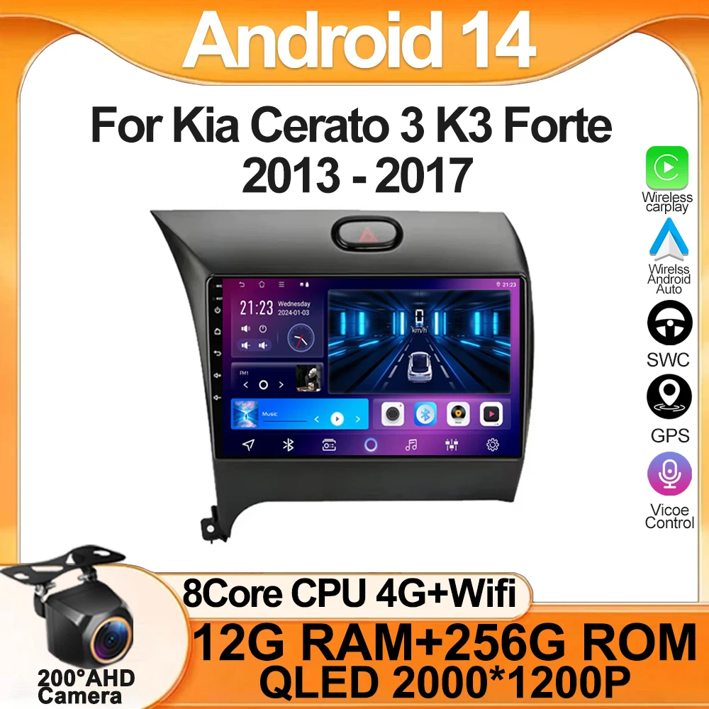 

Android 14 For Kia Cerato 3 K3 Forte 2013 - 2017 Car Carplay Radio Touch Screen Smart Intelligent Systems GPS Navigation No 2din