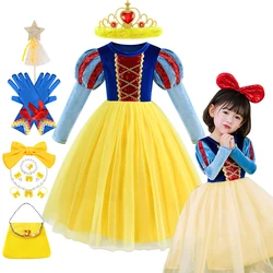 Halloween Snow White Dress Girls manica lunga Ball Gown Kids Carnival Christmas New Year travestimento Fairy Tale Party Vestidos